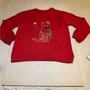 Sweatshirt with Cat Embroidery